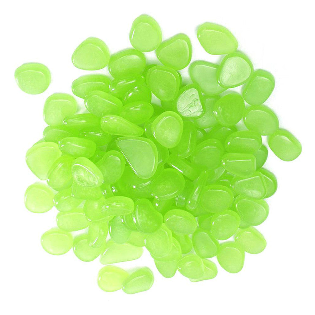 12 Colors 100PCS/Set Garden Decor Luminous Stones Glow In Dark Decorative Pebbles Outdoor Fish Tank Decoration Pebble Rocks Green