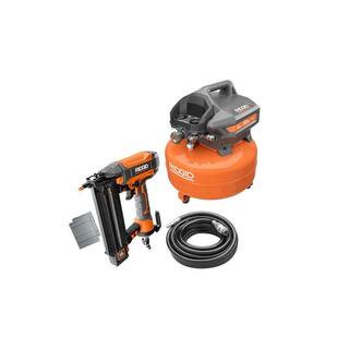 RIDGID 6 Gal. Electric Pancake Air Compressor and Pneumatic 18-Gauge 2-18 in. Brad Nailer R69601FK