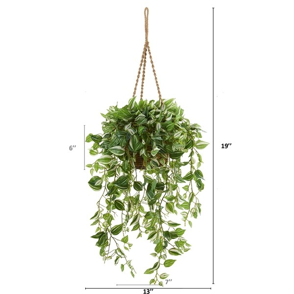 51 Wandering Jew Artificial Plant in Hanging Basket (Real Touch)