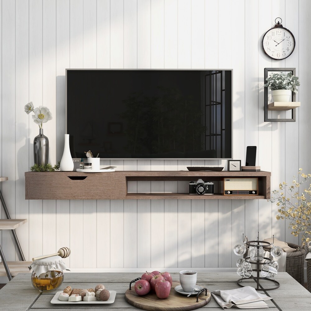 Rydstorp Contemporary 60 inch 1 Drawer Wall mounted TV Console by Carson Carrington