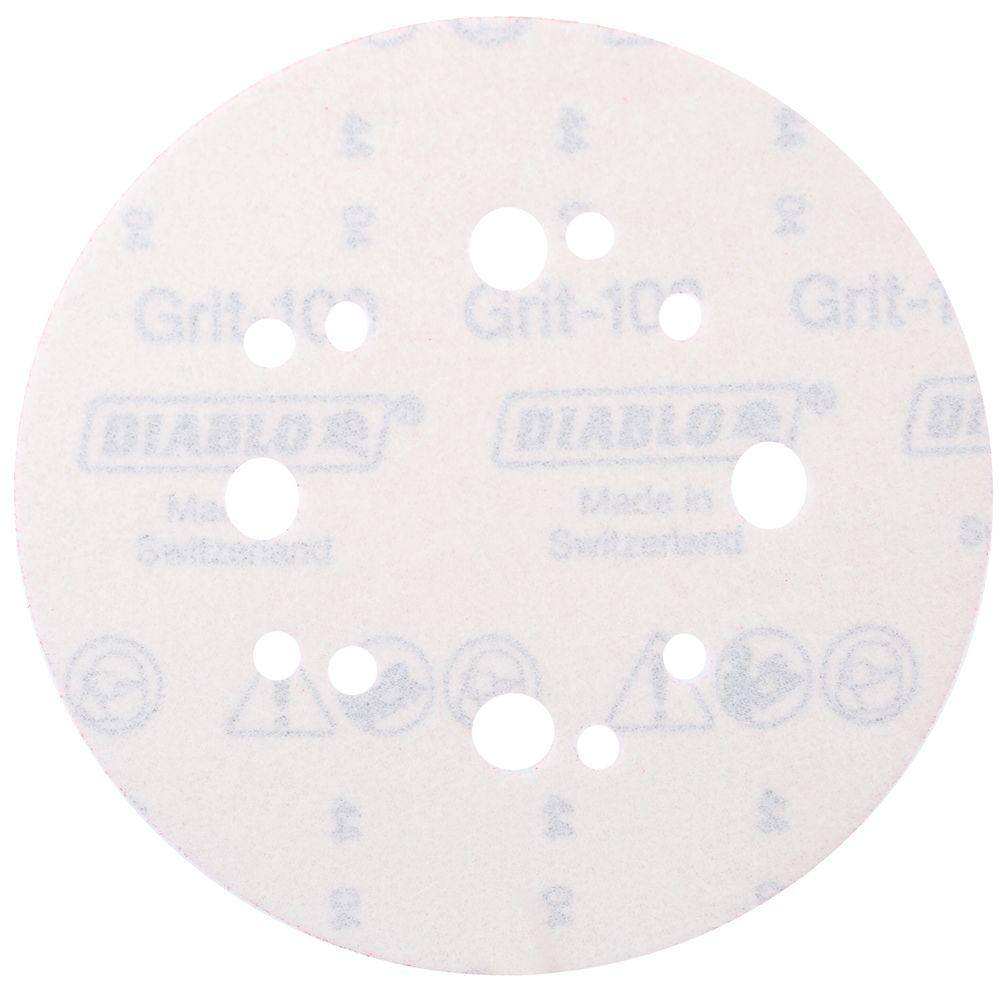 DIABLO 5 in. 100-Grit Universal Hole Random Orbital Sanding Disc with Hook and Lock Backing (50-Pack) DCD050100H50G