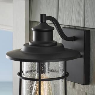 Hampton Bay Matte Black Modern Outdoor 1-Light Wall Sconce 44891