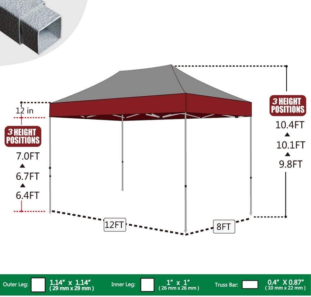 Eurmax 8x12 Ez Pop up Canopy Tent White Commercial Tent（60LBS,8x12FT）