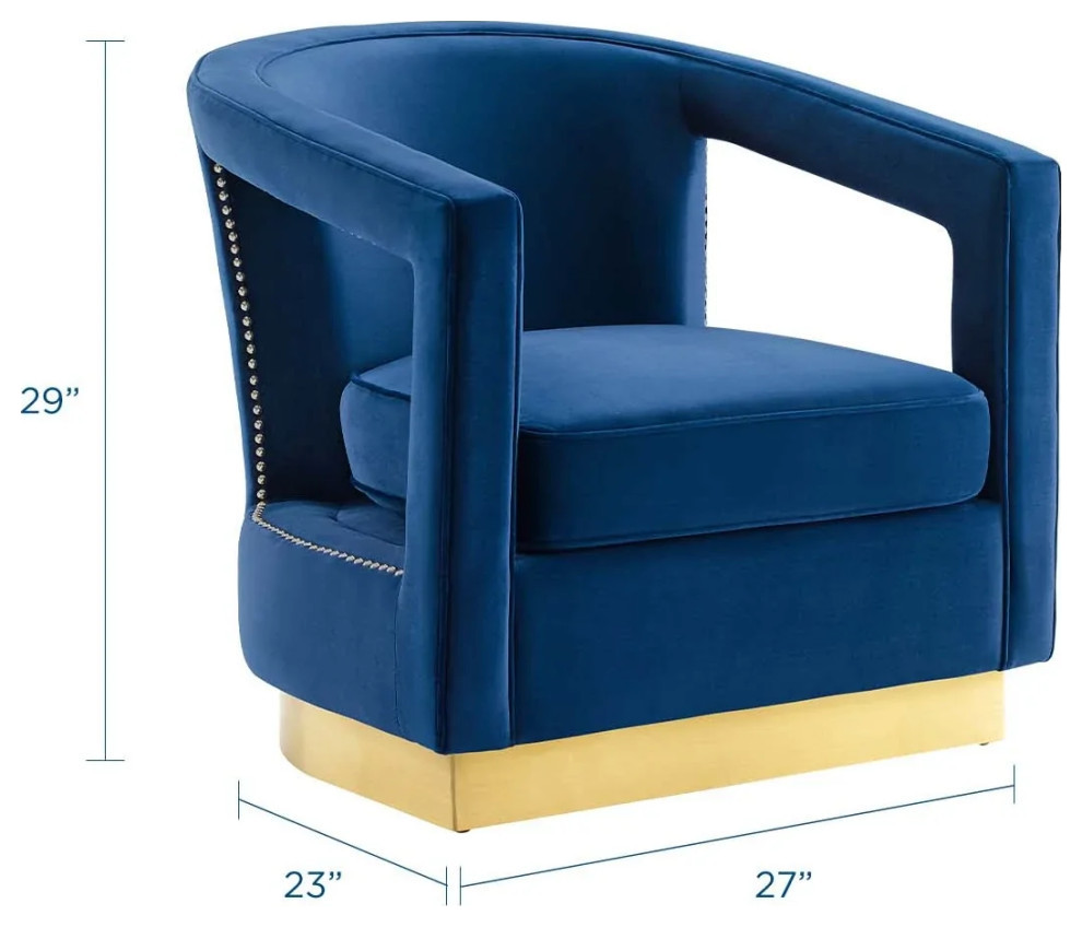 Atlas Navy Performance Velvet Armchair   Contemporary   Armchairs And Accent Chairs   by Virgil Stanis Design  Houzz