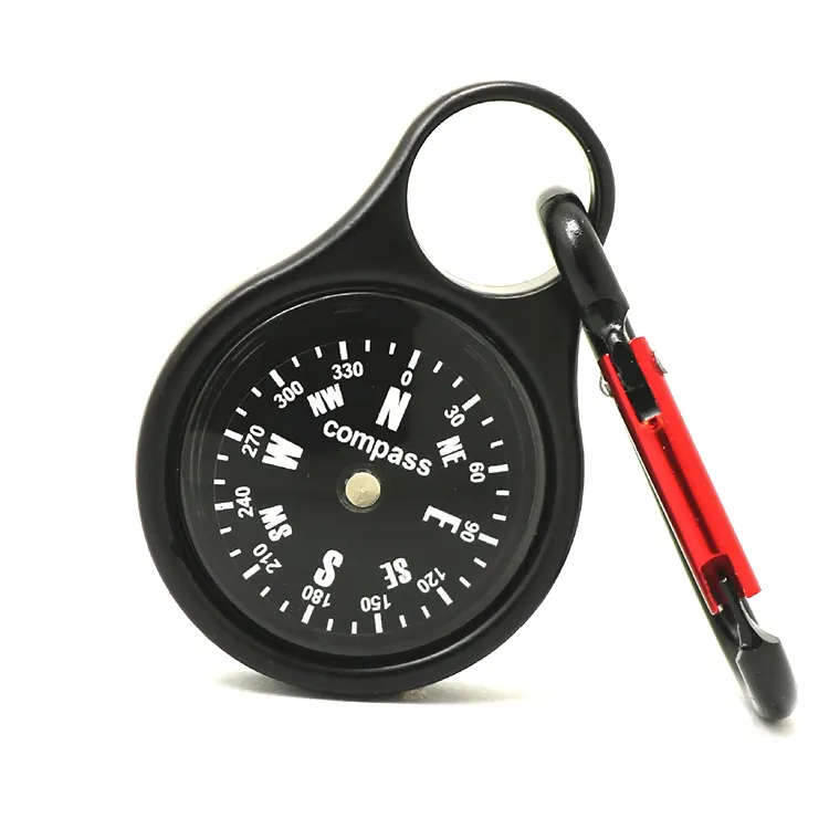 Mountaineering Outdoor Survival Camping Hiking Compass with Zinc oy Hook Buckle