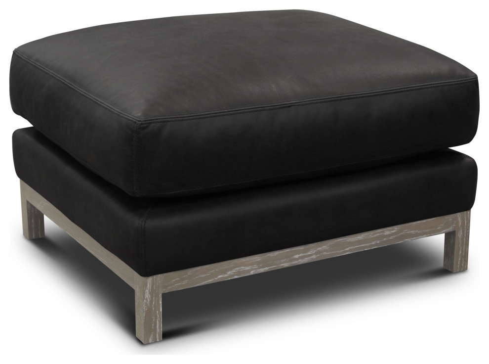 Monterrey 100% Top Grain Leather Modern Americana Ottoman   Transitional   Footstools And Ottomans   by Hello Sofa Home  Houzz