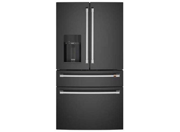 Cafe ENERGY STAR 22.3 Cu. Ft. Matte Black With Brushed Stainless Smart Counter-Depth 4-Door French Door Refrigerator