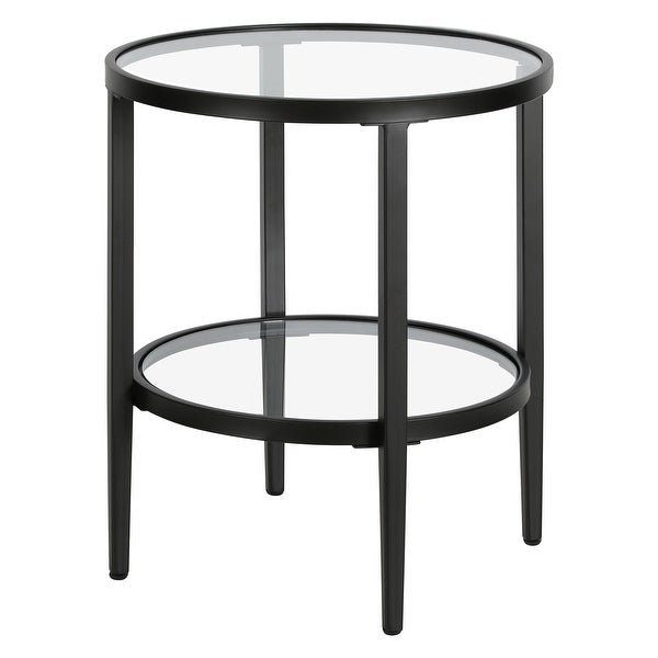 Hera 19.63'' Wide Round Side Table with Clear Glass Shelf