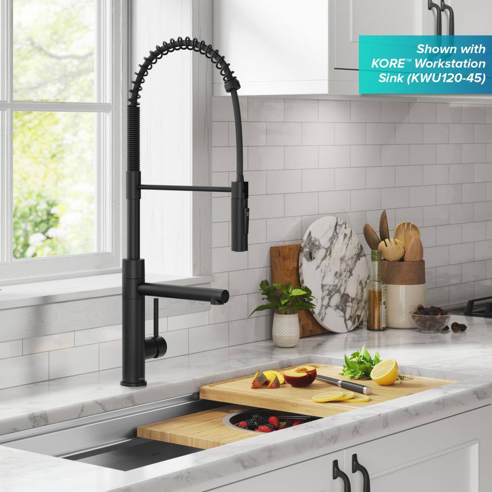 KRAUS Artec Pro CommercialStylePull-Down Single Handle Kitchen Faucet with Pot Filler inMatte Black KPF-1604MB