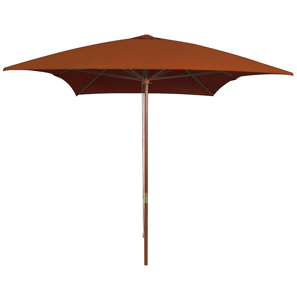 Outdoor Parasol With Wooden Pole Terracotta 200x300 Cm