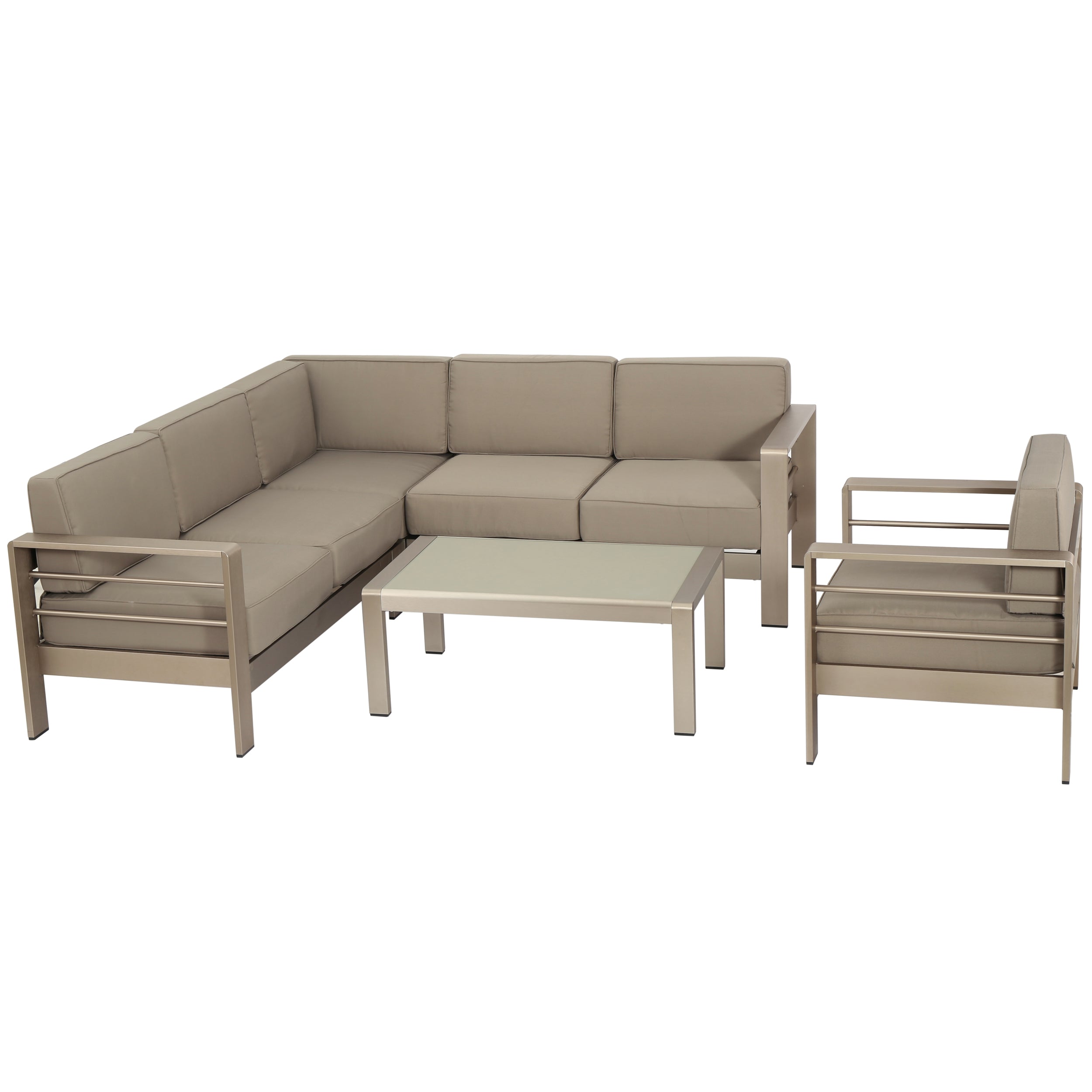 Cherie 5-Piece Outdoor Modern Aluminum Sectional Sofa Set