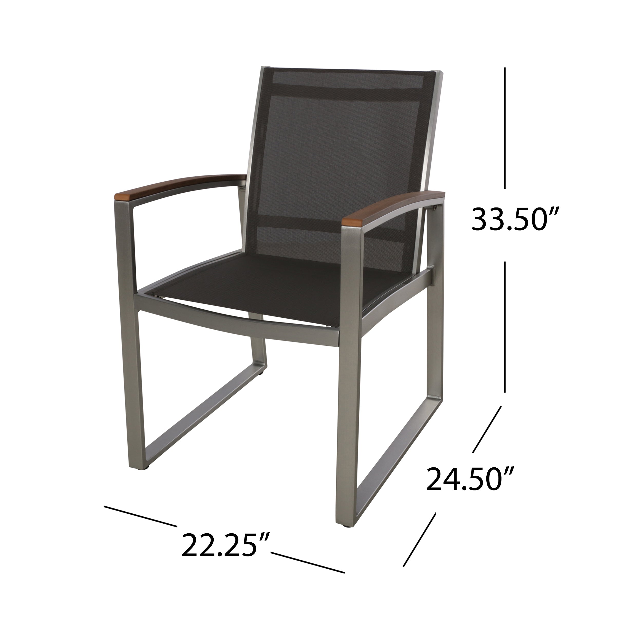 Eunice Outdoor 2 Seater Aluminum and Mesh Chat Set