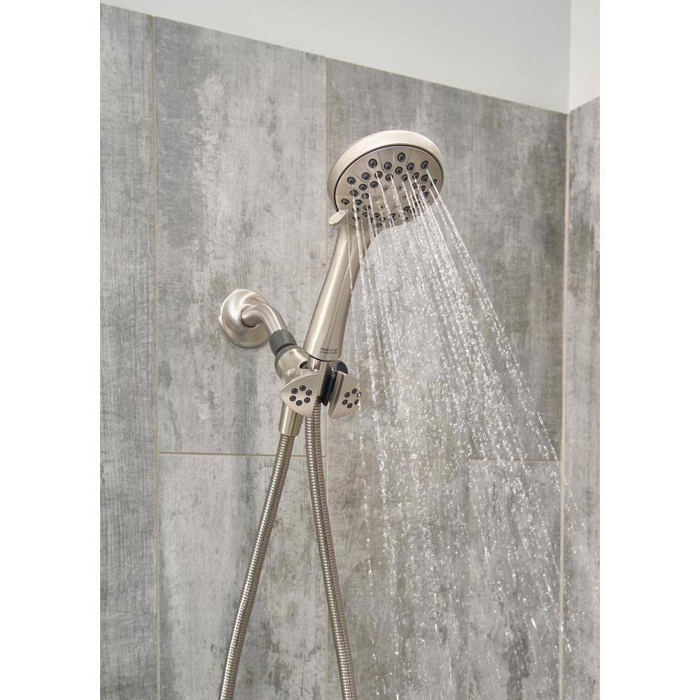 Peerless 3-Spray Patterns 1.75 GPM 3.5 in. Wall Mount Handheld Shower Head in Brushed Nickel 76341SN