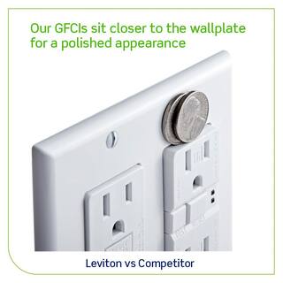 Leviton 20 Amp 125-Volt NEMA 5-20R SmartlockPro 2-Pole Residential Grade Duplex GFCI Outlet with LED Ivory GFNT2-I