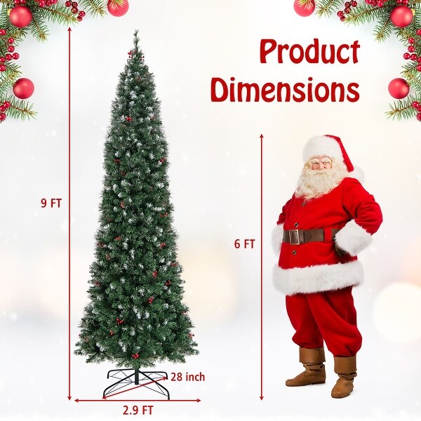 Gymax 5/6/7/8/9 FT PreLit Artificial Christmas Tree Hinged Slim