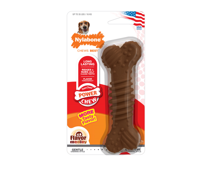 Nylabone DuraChew Textured Dog Bone， Flavor Medley， Medium/Wolf， 1 Count - NCF303P