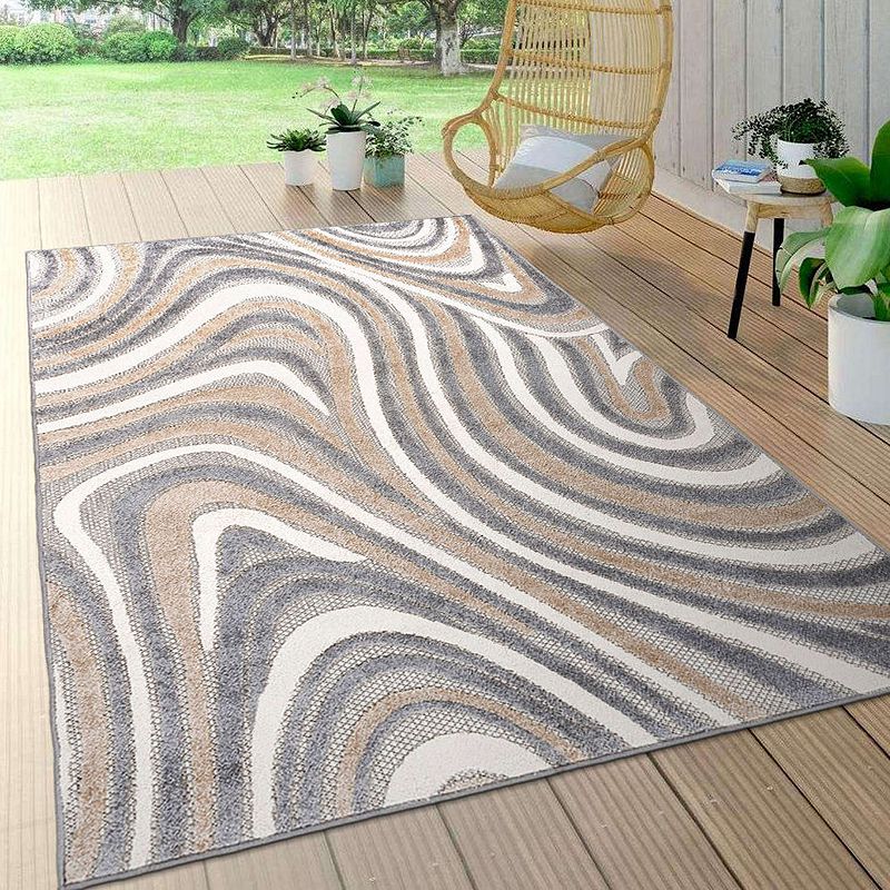 World Rug Gallery Modern Waves Indoor Outdoor Rug