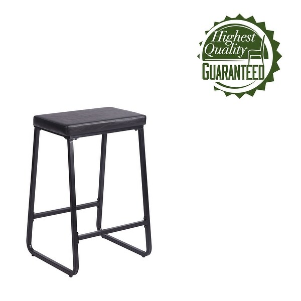 Porthos Home Senga Bar Stools Set of 2， PU Leather， Iron Legs