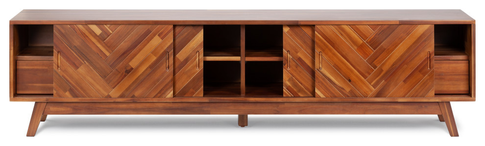 Herringbone TV Stand Low   Midcentury   Entertainment Centers And Tv Stands   by LIEVO  Houzz