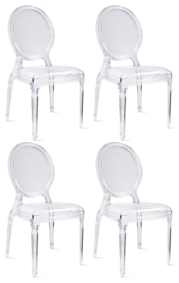 Stackable Stacking Dining Side Transparent Finish Asssembled Chairs Set of 4   Eclectic   Dining Chairs   by Daniel Ng  Houzz