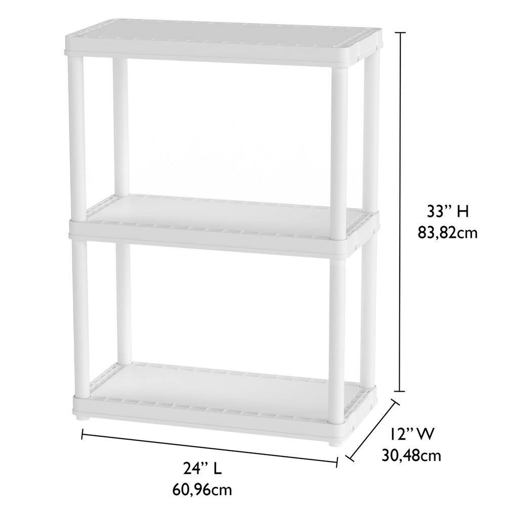 GRACIOUS LIVING 3 Shelf Storage Unit Organizers for Home or Garage White (2-Pack) 2 x 91015MAX-IT-1C-54