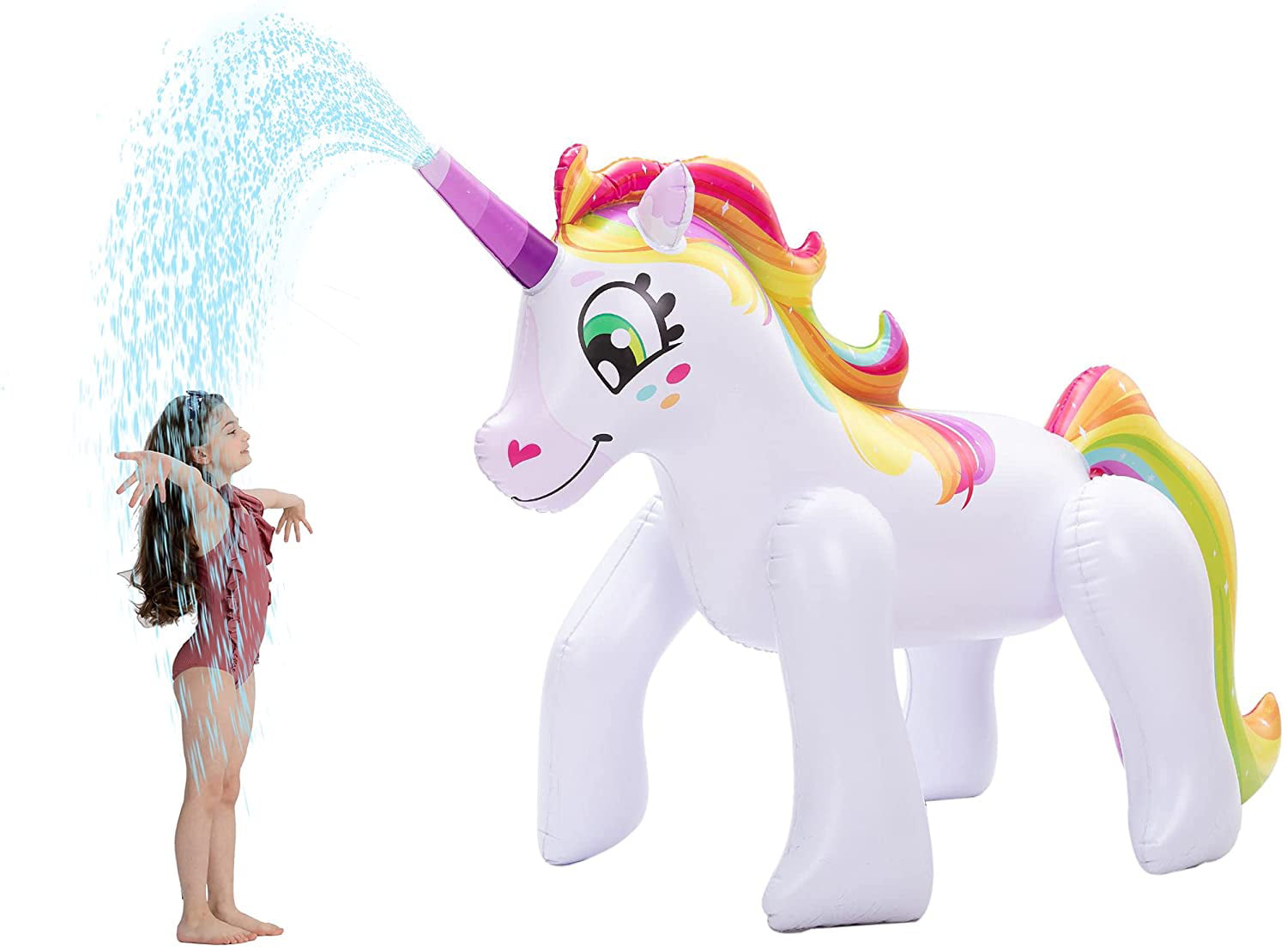 Intera 53'' Inflatable Unicorn Sprinkler for Kids and Adults Outdoor Water Toys， Alicorn/ Pegasus Lawn Sprinkler for Kids Summer Fun Activities