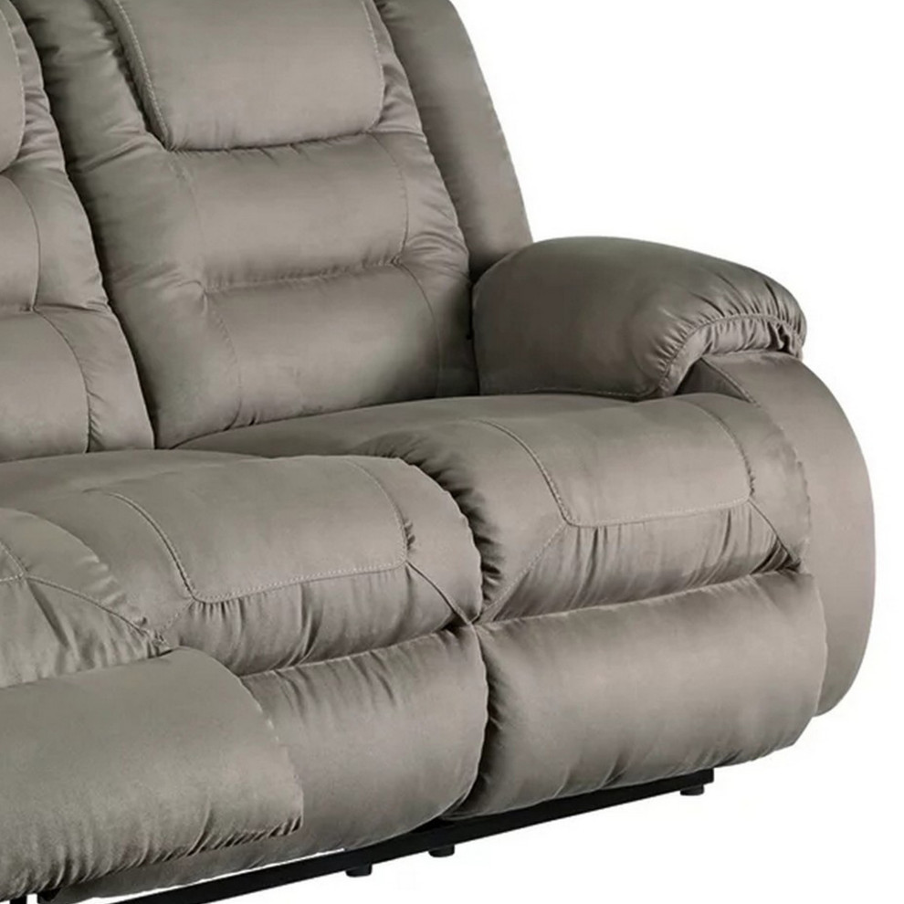 Manual Reclining Sofa With Fabric Upholstery And Pull Tab  Gray   Contemporary   Sofas   by VirVentures  Houzz