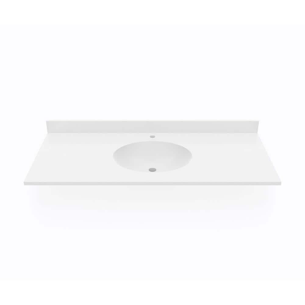 Swan Ellipse 49 in W x 22 in D Solid Surface Vanity Top with Sink in White