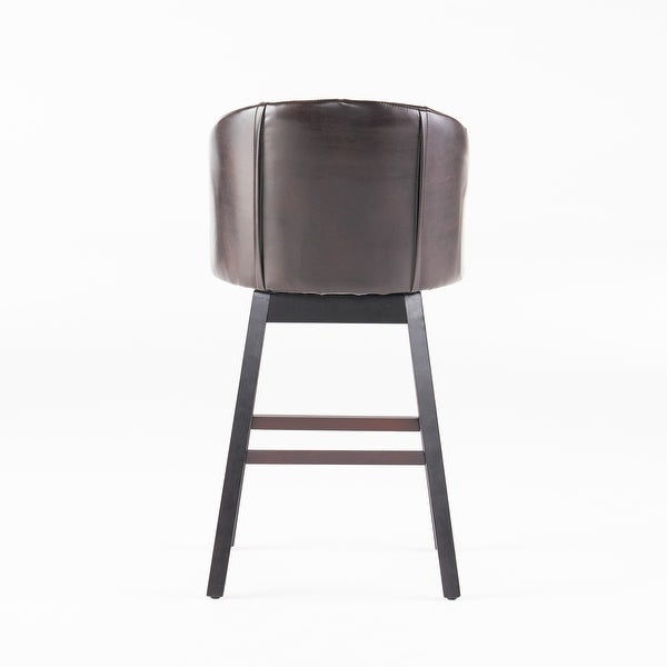 Morgan Brown Bonded Leather Swivel Bar Stool (Set of 2)