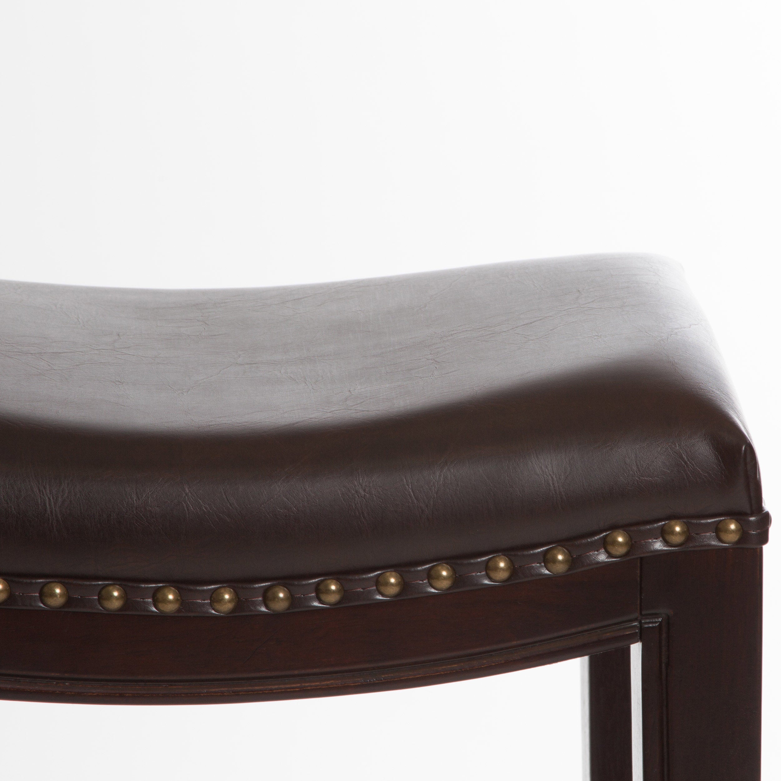 Carlsbad Upholstered Studded Barstool， Set of 2， Brown and Dark Brown