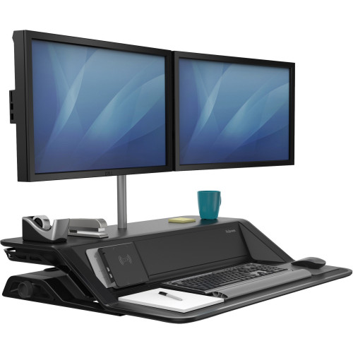 Fellowes Lotus DX Sit-Stand Workstation， 32.75w x 24.25d x 22.5h， Black (8080301)