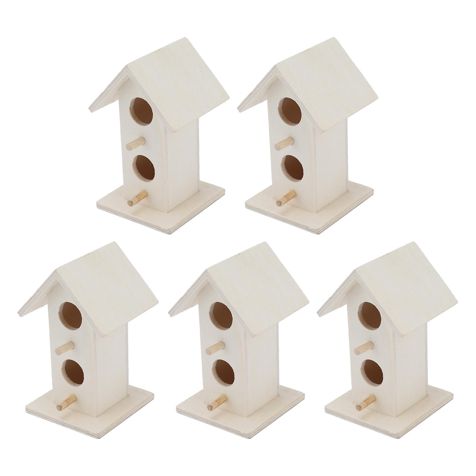 5pcs Wood Birdhouse Garden Weatherproof Nesting Bird Cage For Bluebird Finch Chickadee