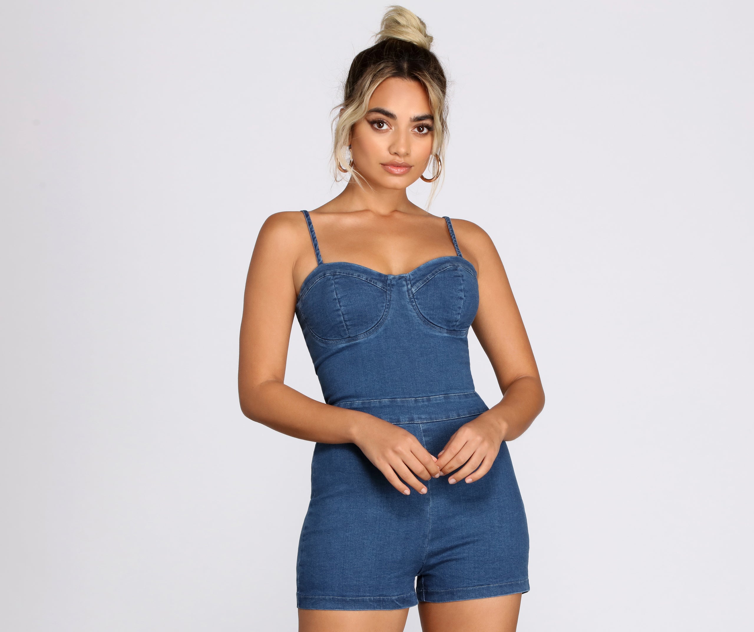 Stylish Sweetheart Denim Romper