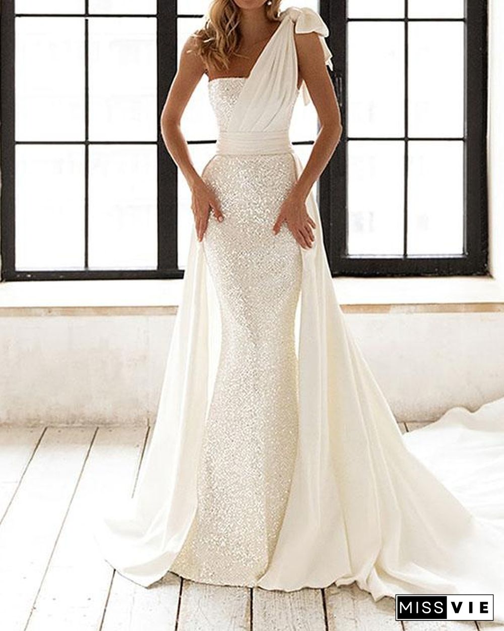 Elegant Wedding Dress Sequin Knotted Bodycon Dress