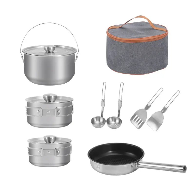 Factory TOP Seller Outdoor Camping Cookware Portable Picnic Pot Pan Camping Cooking Set For Outdoor Hiking Family cooking sets