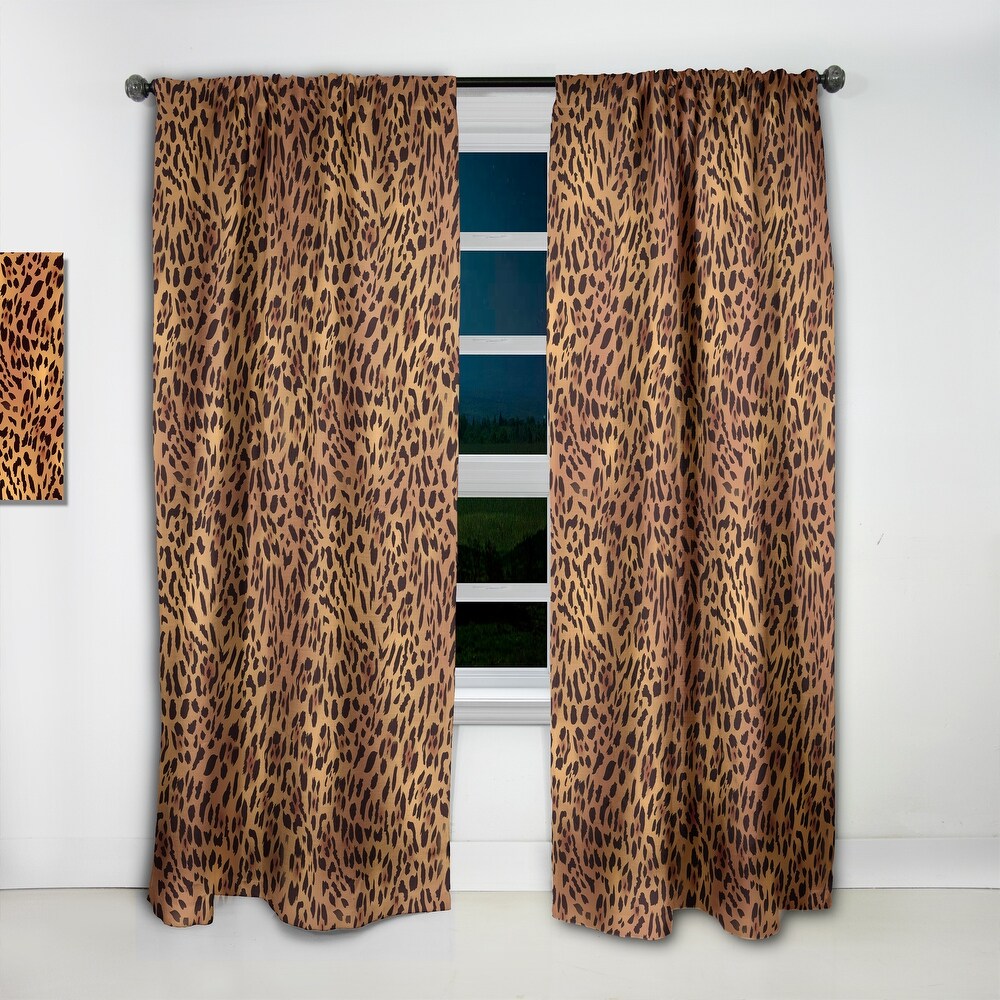 Designart 'Leopard Fur Safari III' Mid Century Modern Blackout Curtain Single Panel