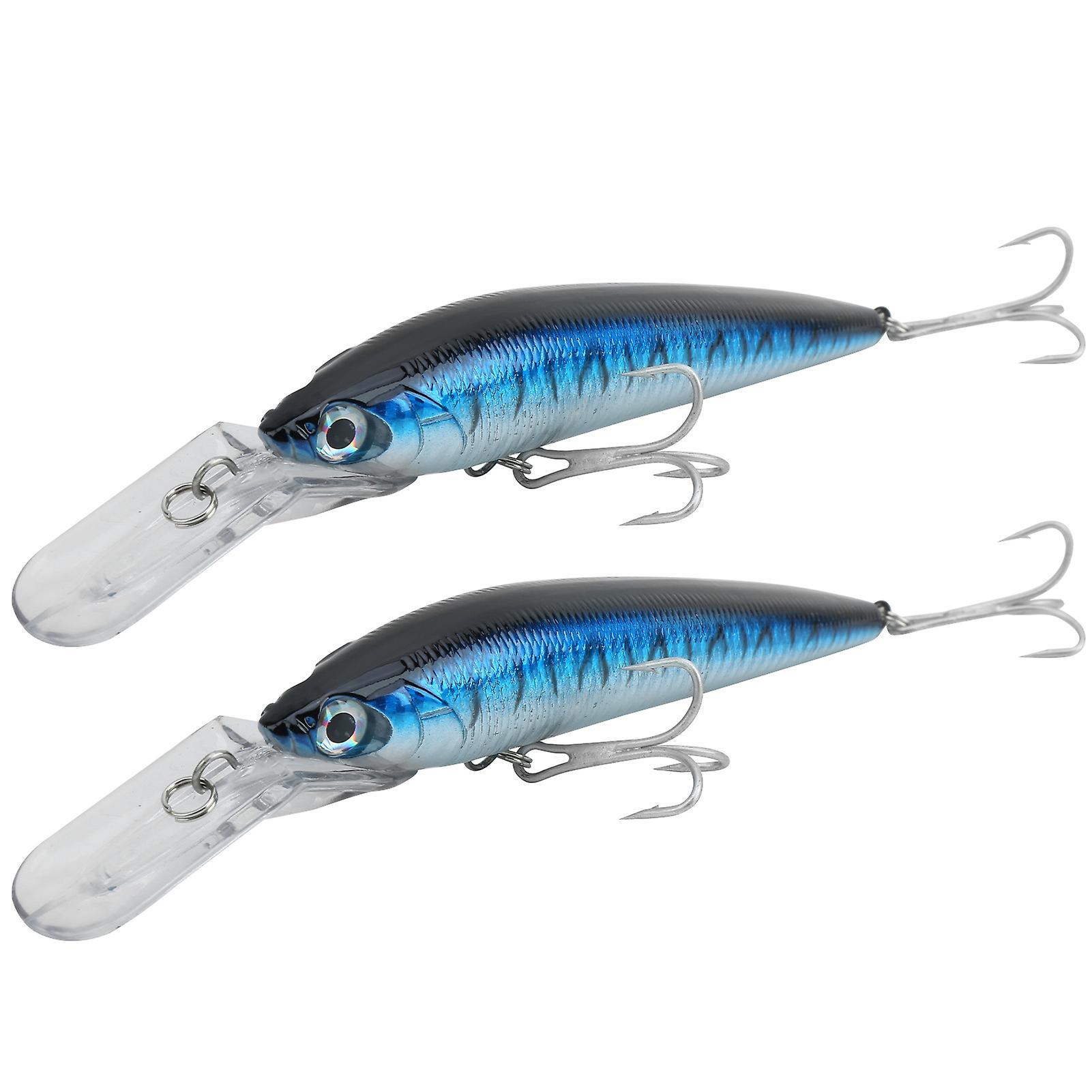 2pcs Plastic Artificial Simulation Deep Diving Minnow Lure Bait Fishing Accessory5#