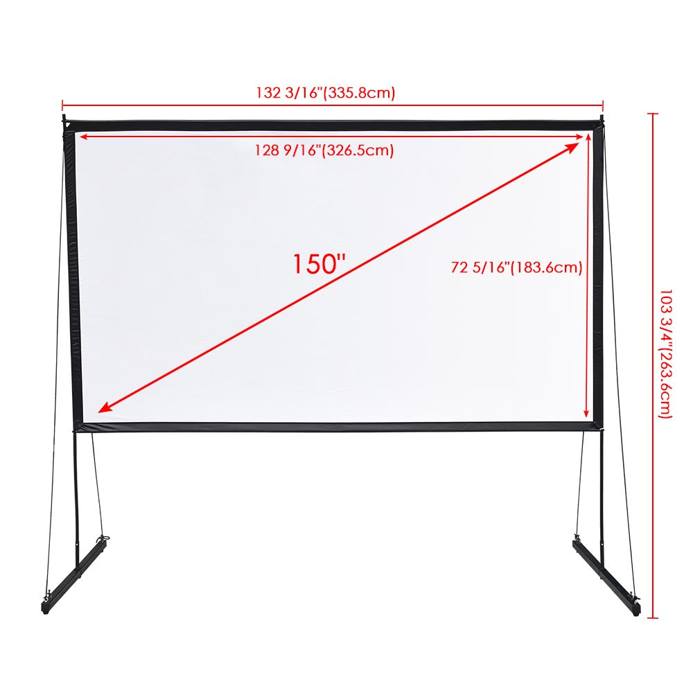 Yescom Outdoor Portable Projection Screen PVC w/ Metal Stand 150in 16:9