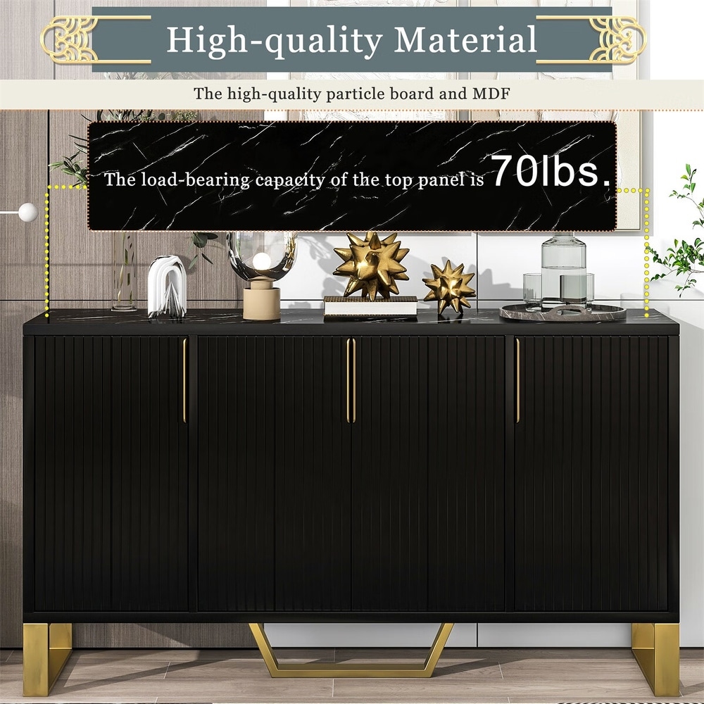 Merax Modern 4 door Sideboard with Metal Handles   Legs