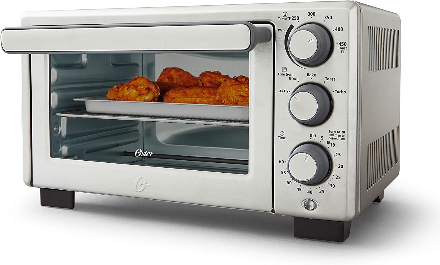 Oster Compact Countertop Oven With Air Fryer， Stainless Steel