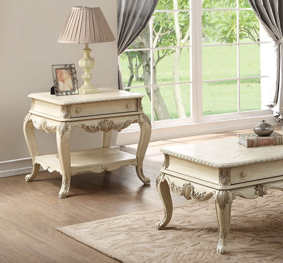 French Country End Table  Legs With Unique Carved Details  ampStorage Drawer   Industrial   Side Tables And End Tables   by Declusia  Houzz