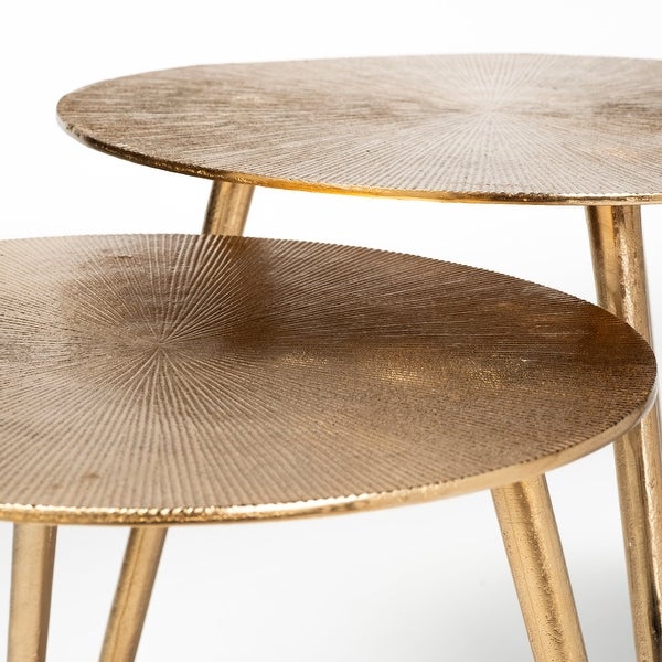 Reva II Gold Cast Aluminum Round Accent Table