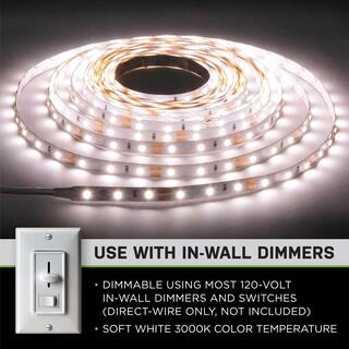 Commercial Electric 16 ft. LED AC Dimmable White Tape Light Kit Under Cabinet Light 421511