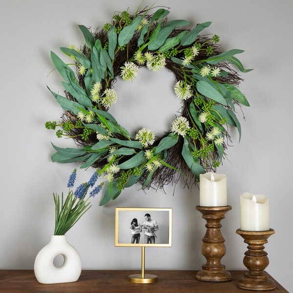 Olive Leaf and Floral Twig Spring Wreath