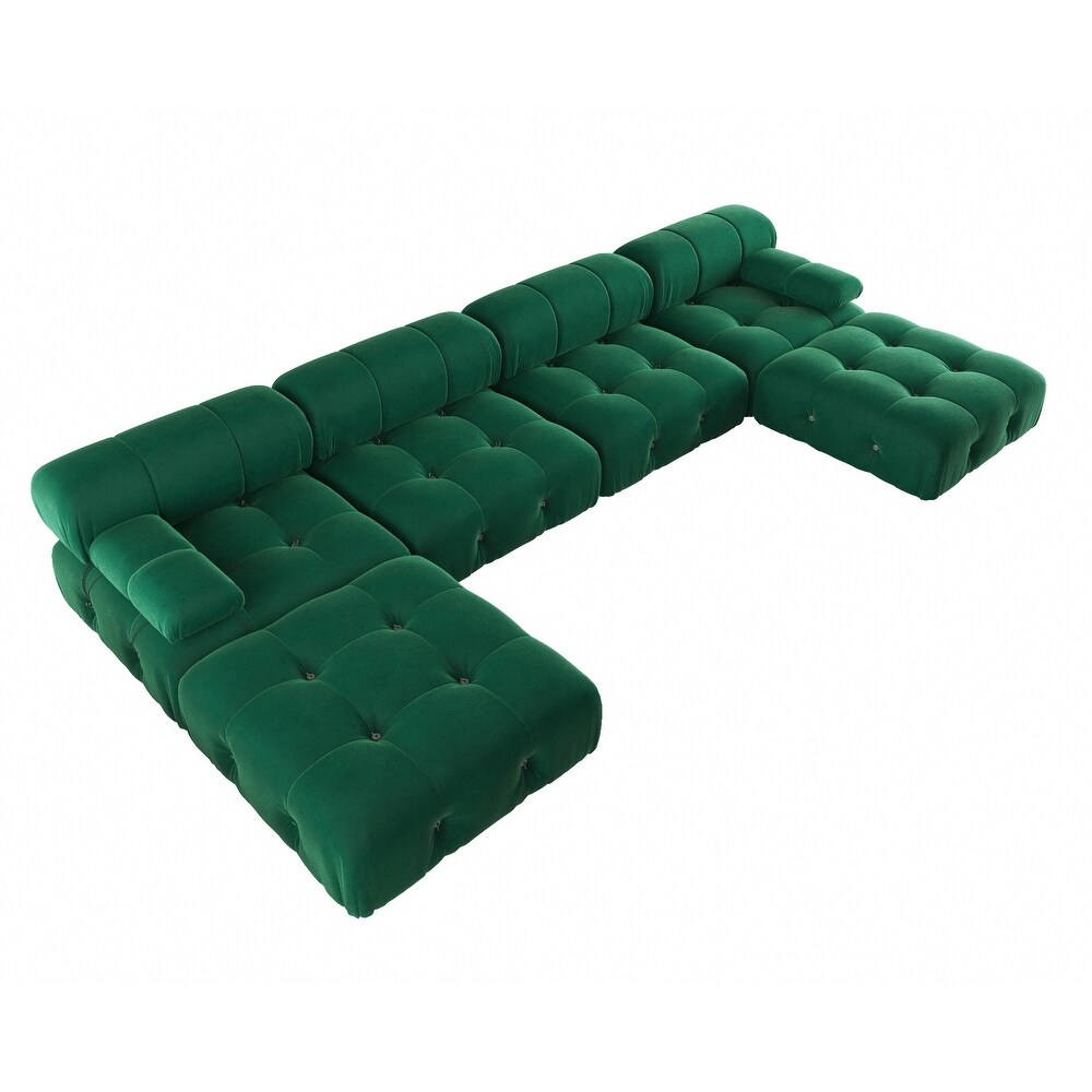 138'' Modern Velvet Upholstery U shaped Sectional Sofa