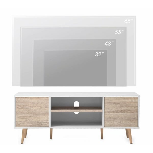 TV Stand for 60 inch TV Entertainment Center，White and Oak-53 inch