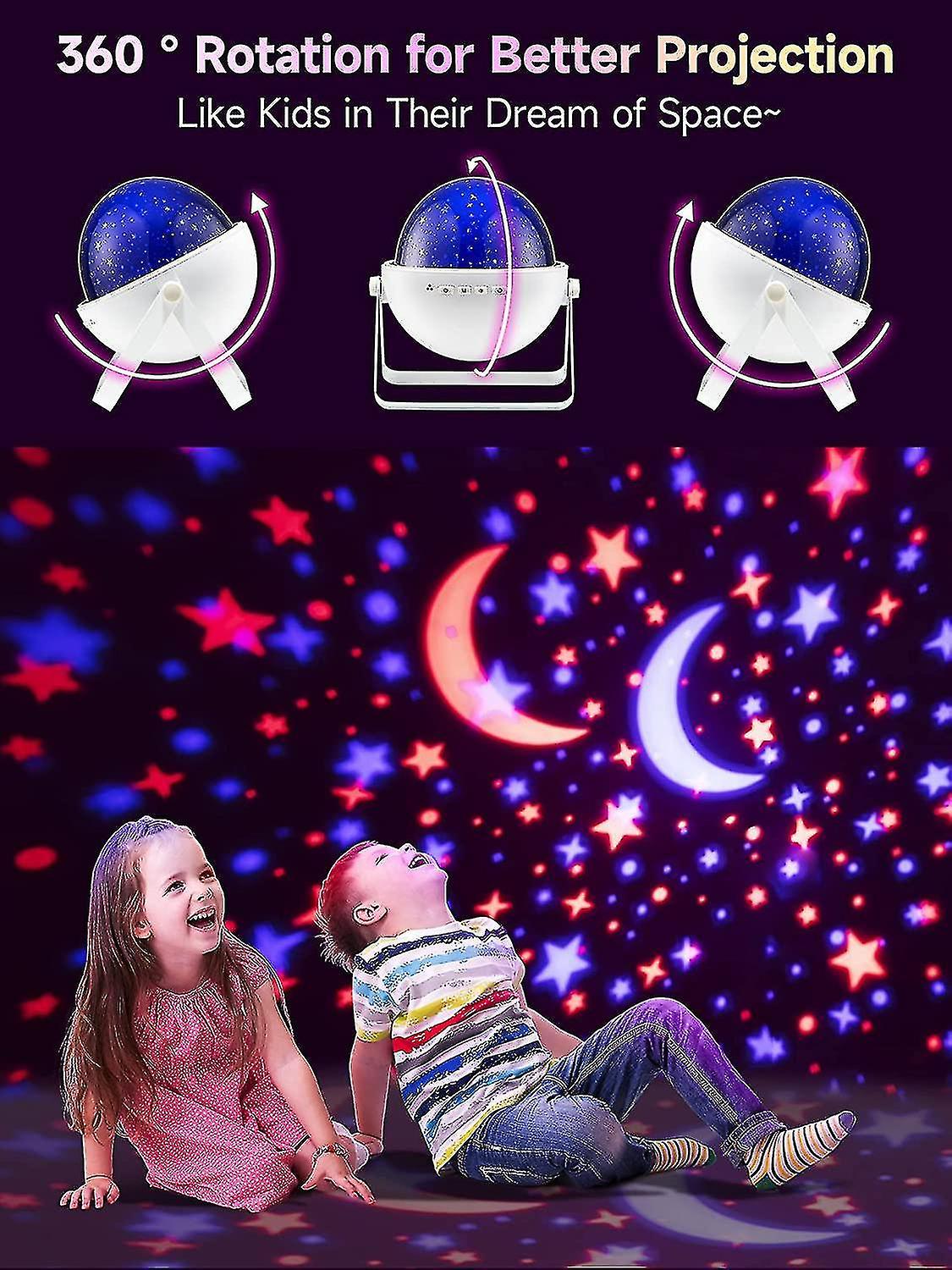 Liangnv Night Light For Kids， Bluetooth+music Night Light Projector For Bedroom，48 Colors+360+timer