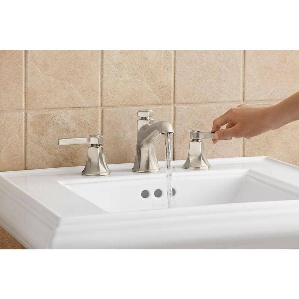 KOHLER Georgeson 8 in Widespread 2Handle Bathroom Faucet with Drain in Vibrant Brushed Nickel