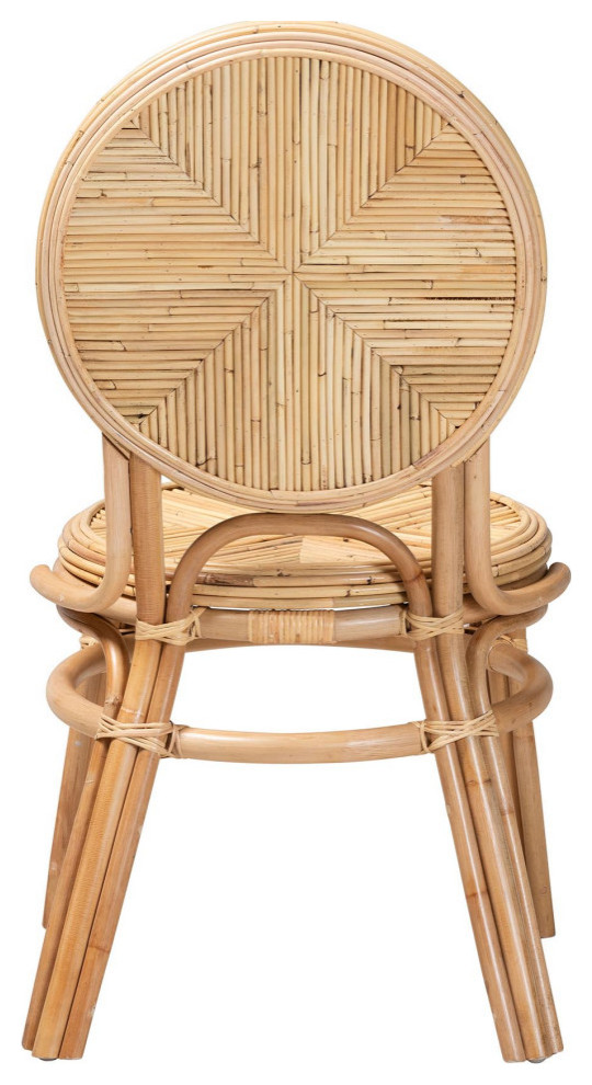 Vina Natural Brown Rattan Dining Chair   Beach Style   Dining Chairs   by Baxton Studio  Houzz
