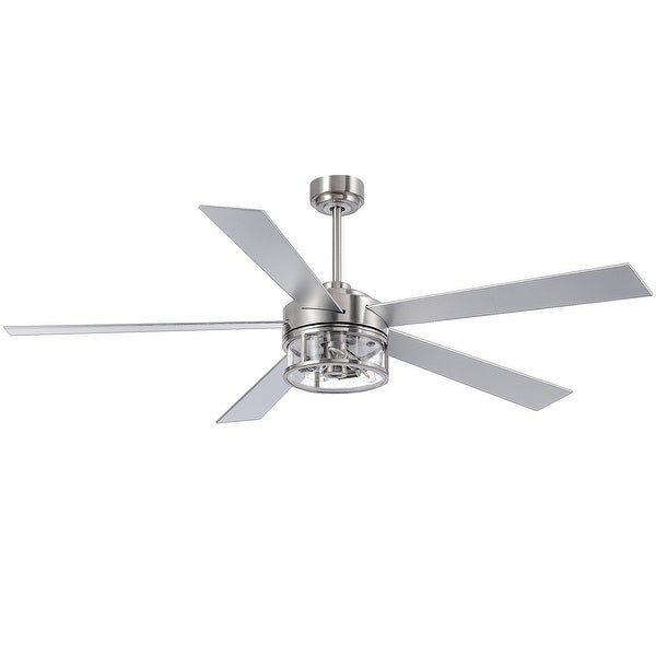 60 In Brushed Nickel Ceiling Fan with Light and Remote(5-blade) Shopping - The Best Deals on Ceiling Fans | 40815242